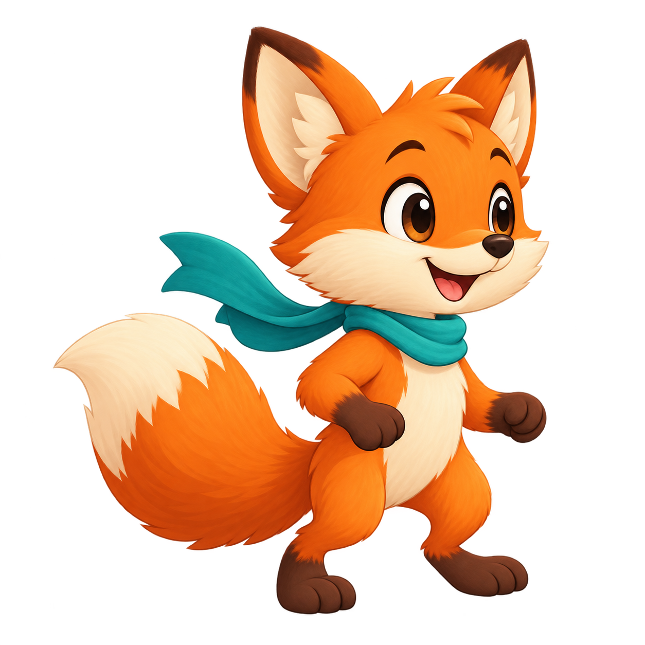 Mithi the fox ready to jump through the woodland